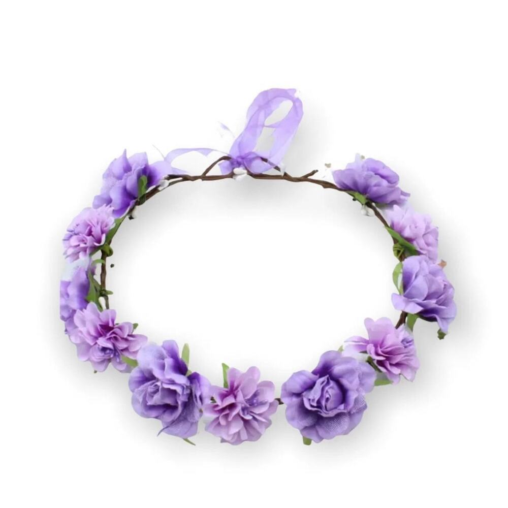 Handmade Purple Floral Tiara - Picture 2 of 2